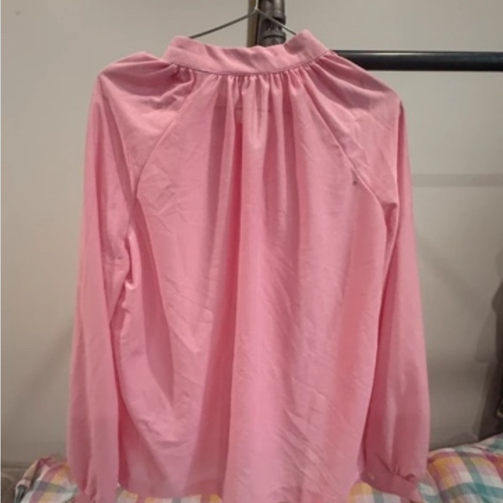 Alfred Dunner Pink Button-Front Blouse - Picture 3 of 4